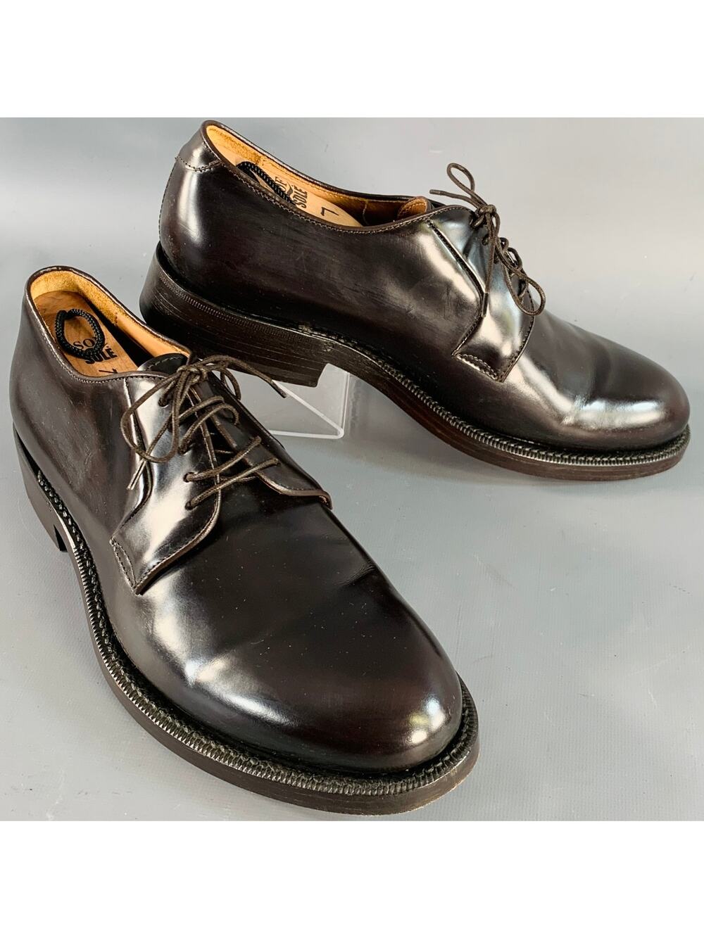 RAF SIMONS Size 8 Brown Leather Derby Lace-Up Shoes